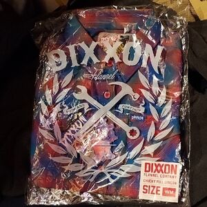 DIXXON Red and Blue Plaid Flannel Shirt Womens Long sleeve MEDIUM CHUCKY shirt ¹